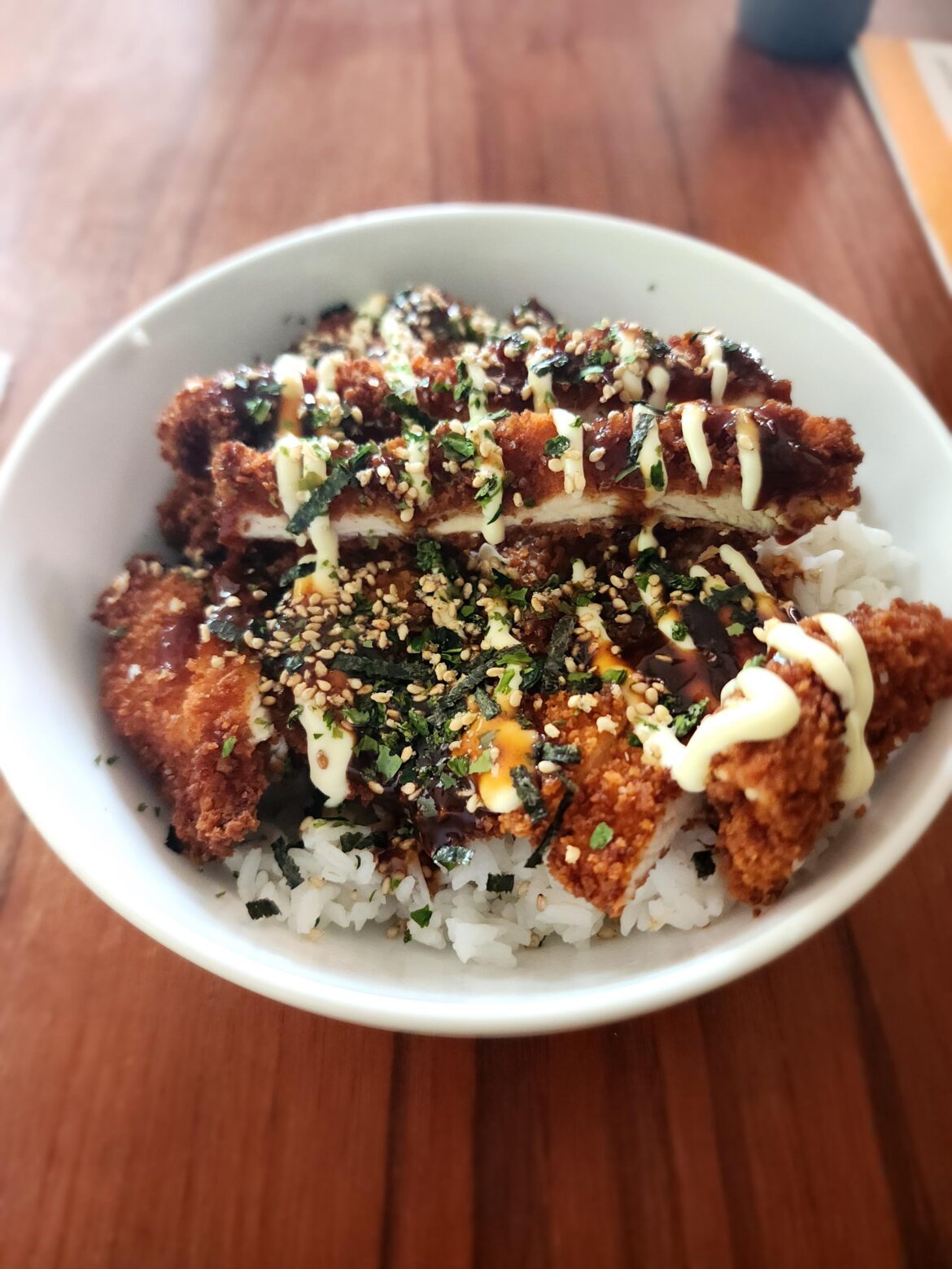 Chicken katsu with to katsu sauce from The Wok