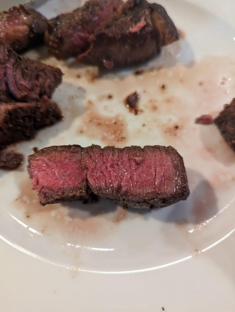 First time cooking steak, what doneness is this? Blue, rare, or medium rare? Thanks