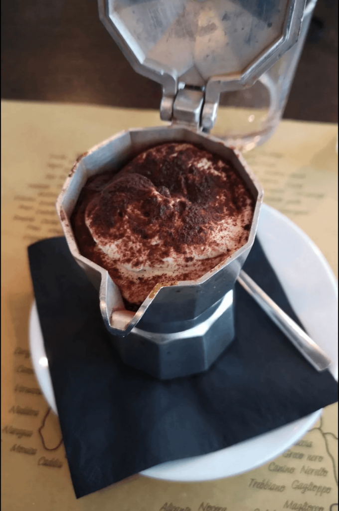 Tiramisu in a moka pot