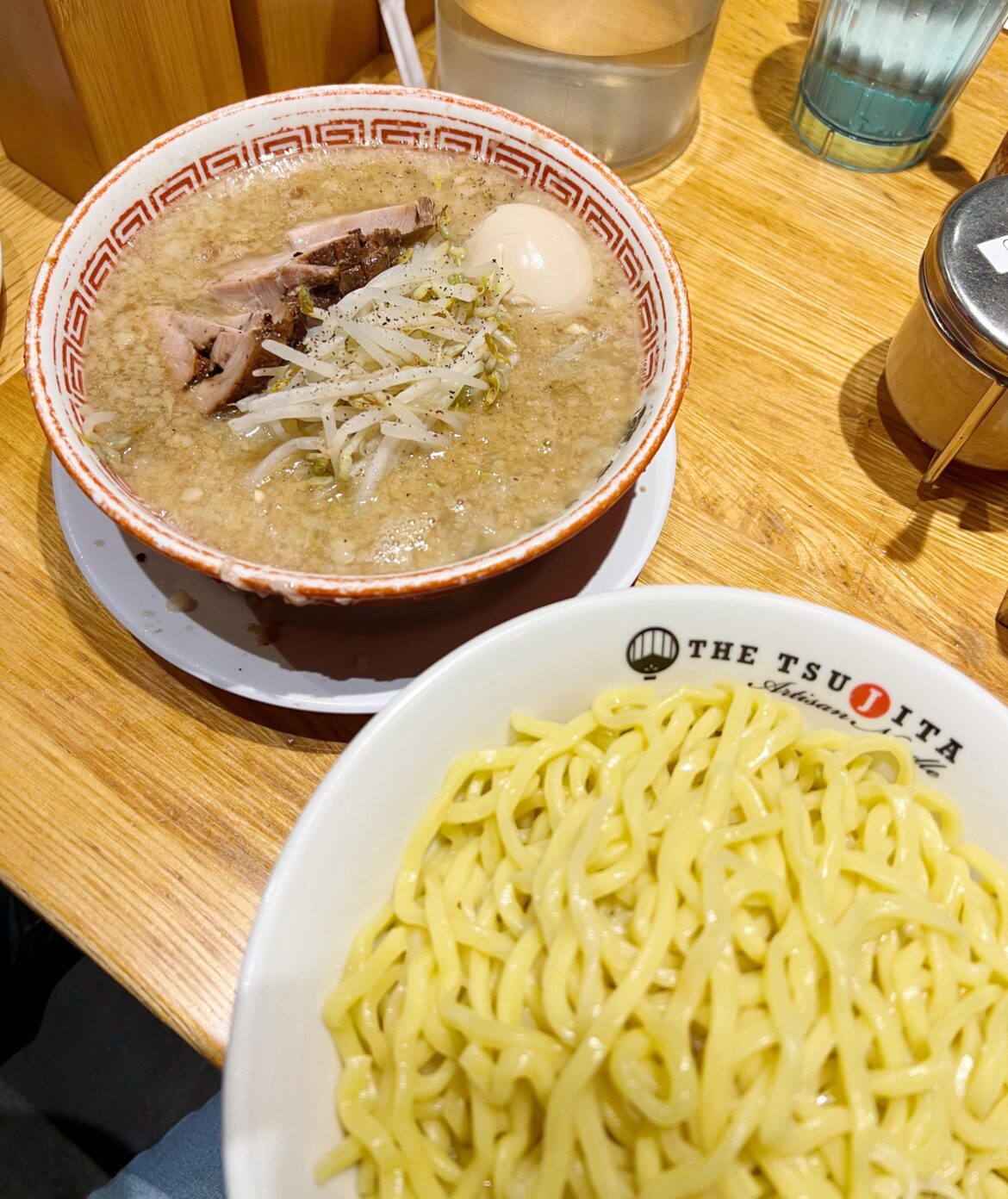 Tsujita Annex: Large Charsui Tsukemen, hot noodles requested - $21.45
