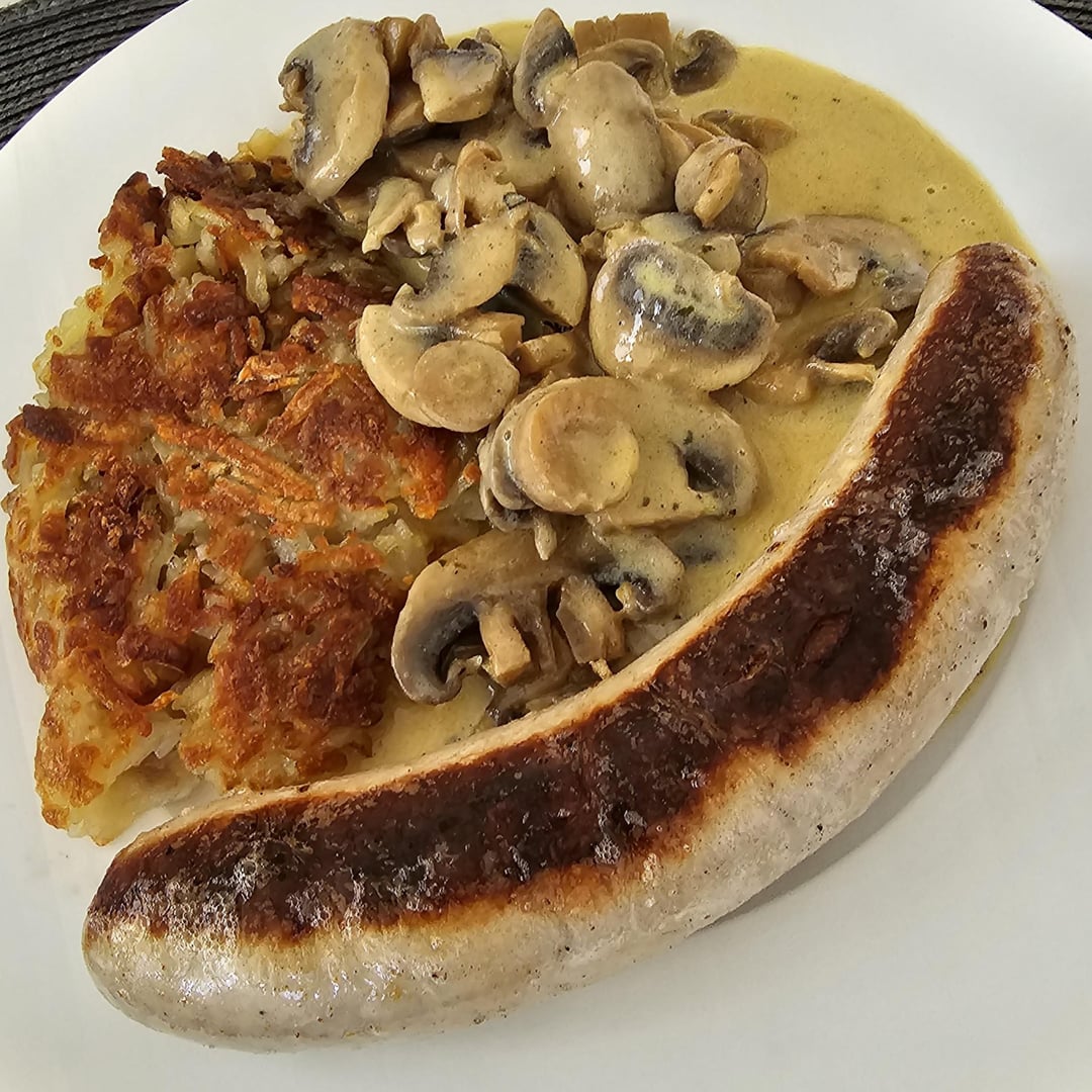 Original Swiss Olma Bratwurst with Rösti (see pic 2) and Mushroom Cream ...