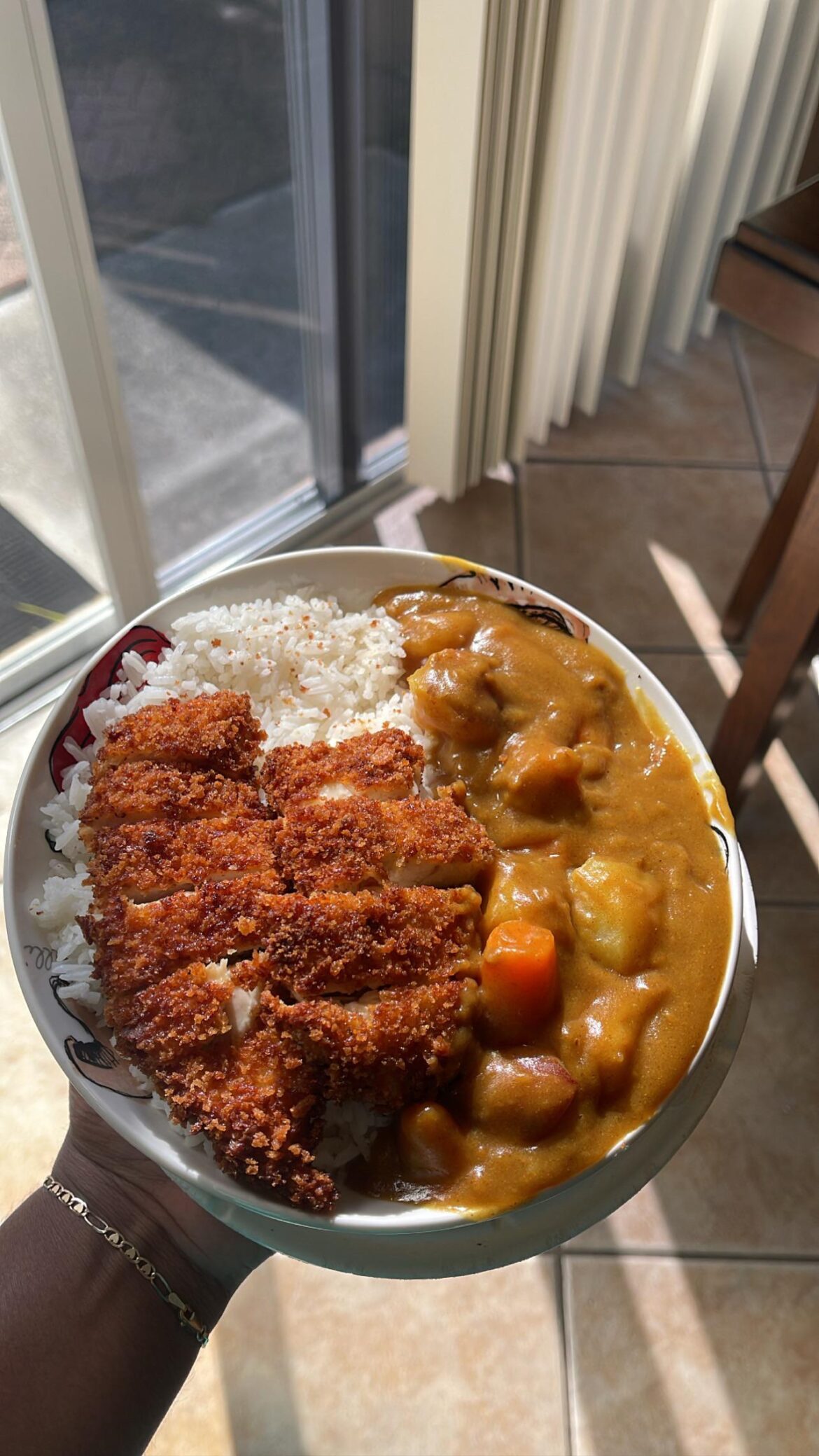 [Homemade] Japanese Curry (with potatoes/carrots), white rice, & chicken katsu!