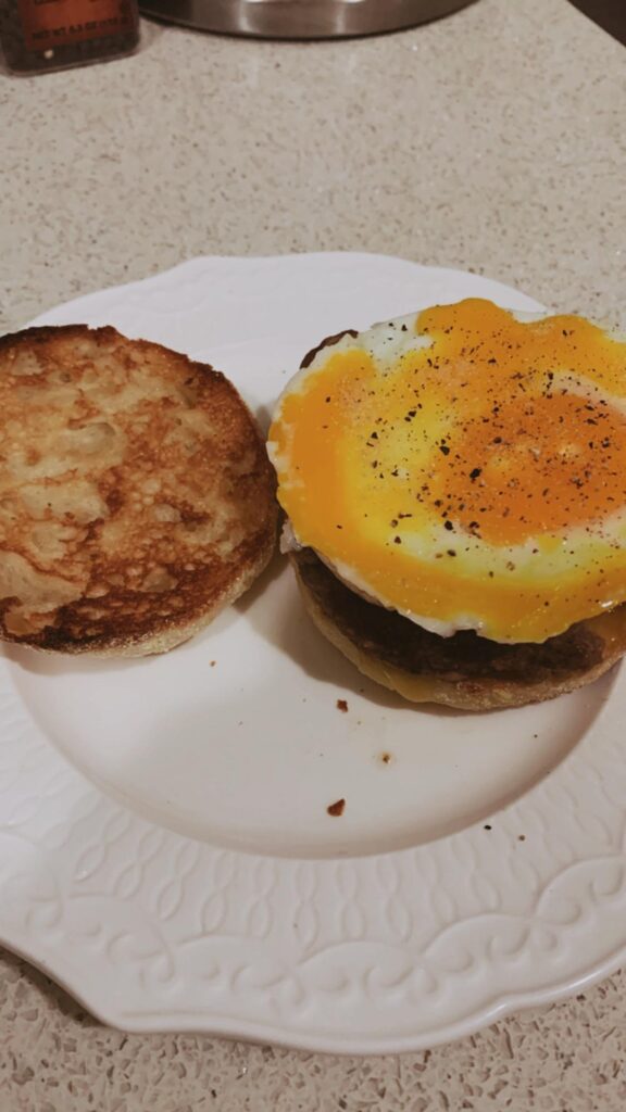 Sausage, cheddar, & egg on a toasty English muffin. Happy Friday dear friends and fellow egg lovers!!