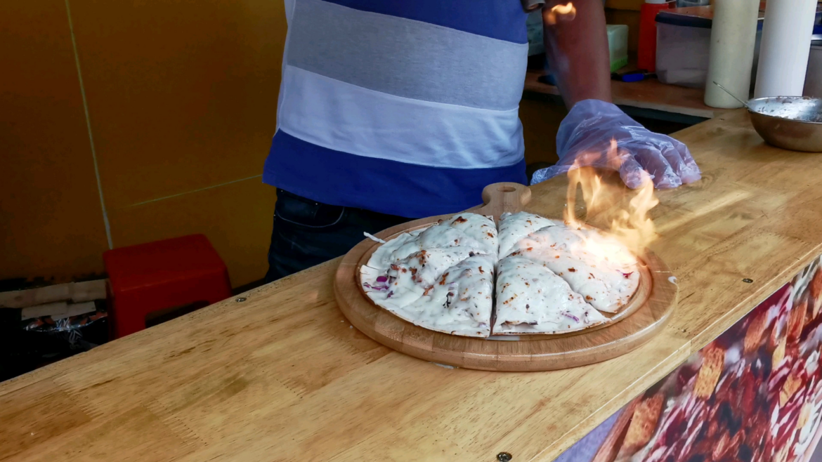 Tuna Pita Melted Cheese with Flame Torch