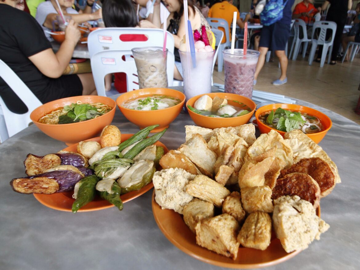 Stuffed tofu and veggies noodles from Ipoh, Malaysia