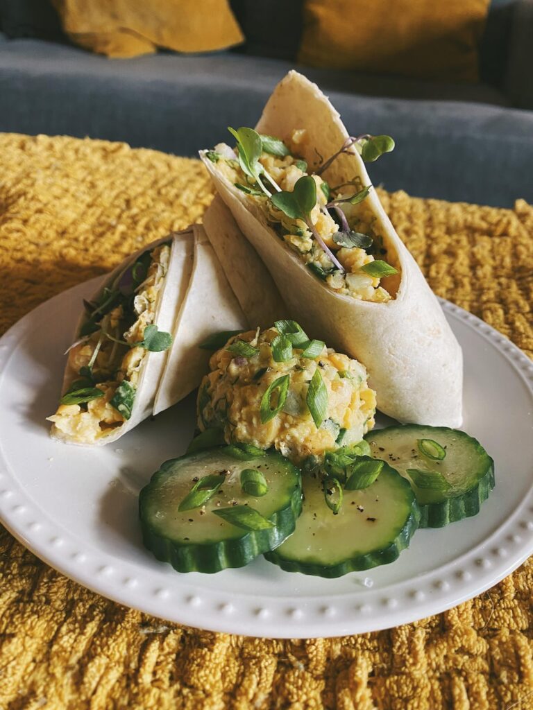 vegan chickpea salad wrap >300