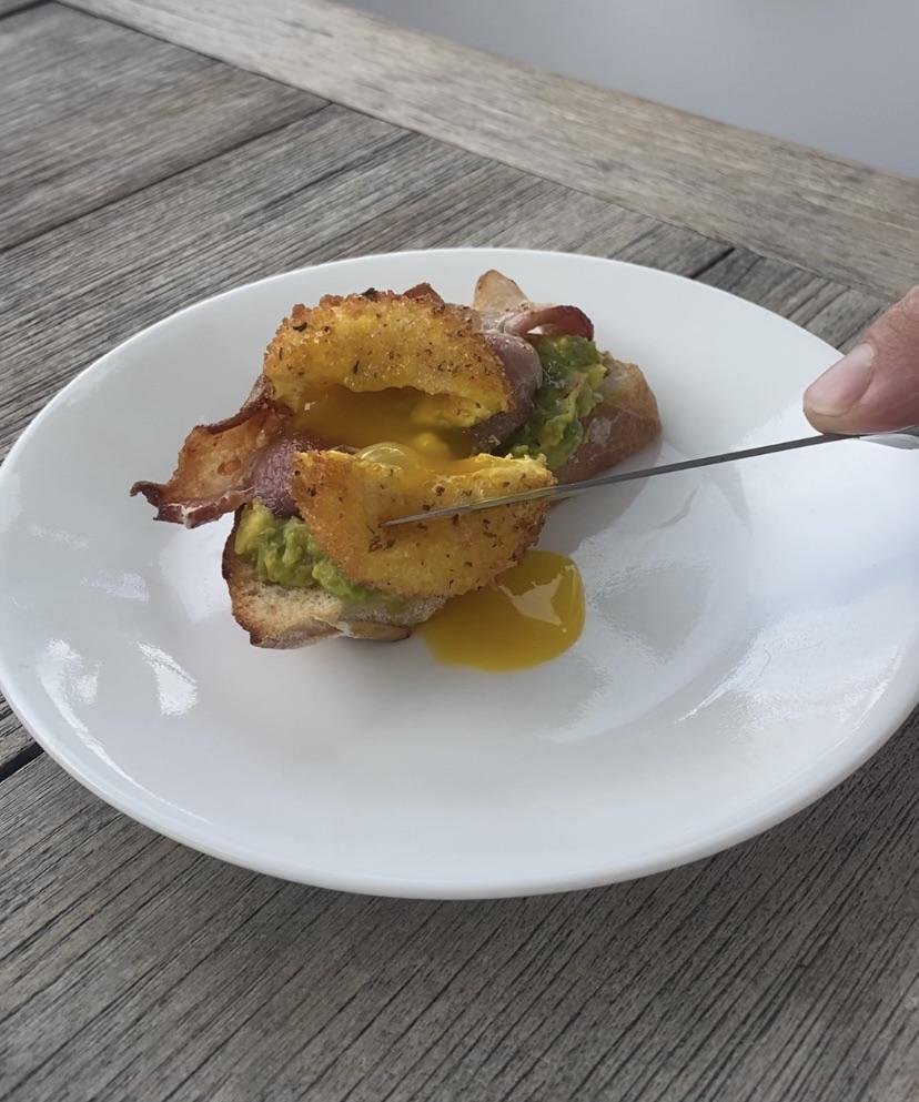 Panko Crusted Egg Yolk on Toast Dining and Cooking