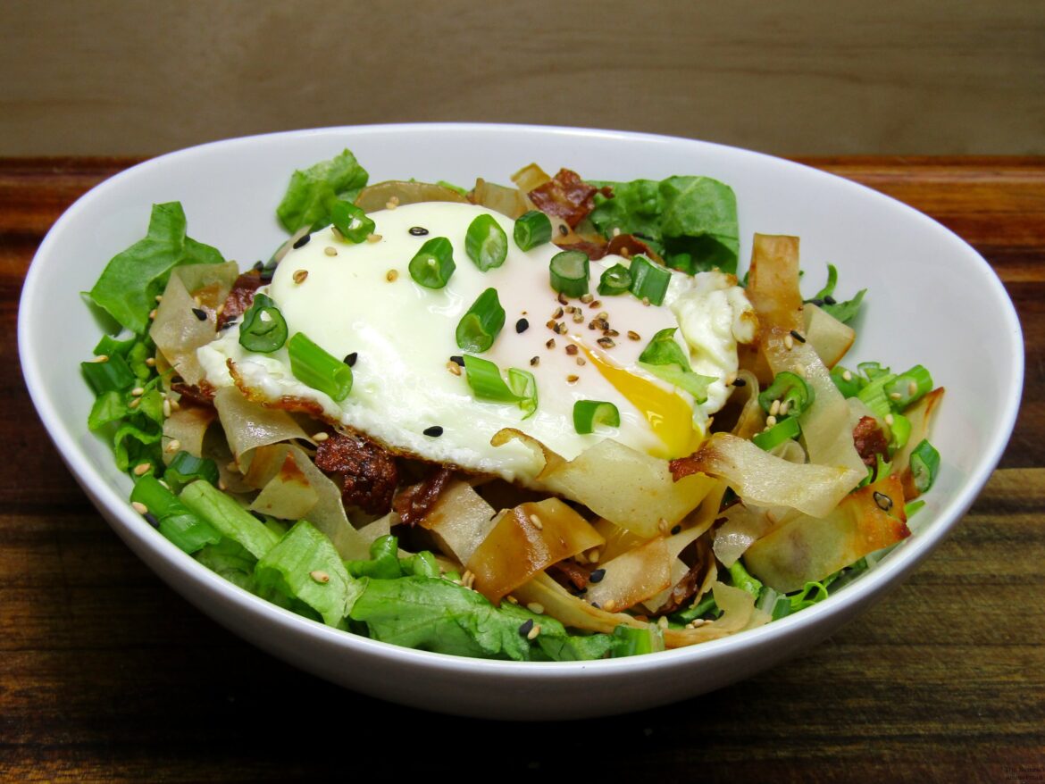 Accidental Paper Noodles on a Bed of Lettuce