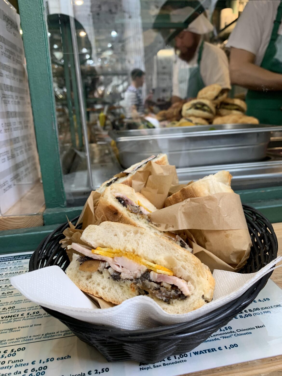 Porchetta, Oranges, and Olives Panini — Rome, Italy