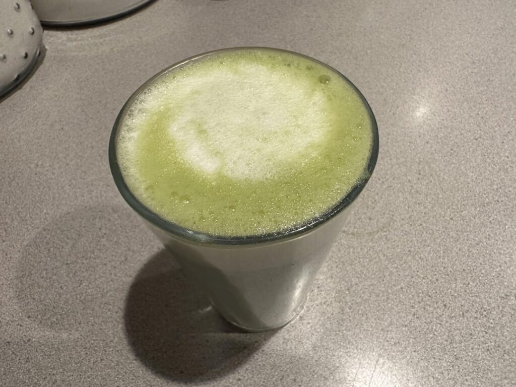 Double iced matcha sweet cream latte