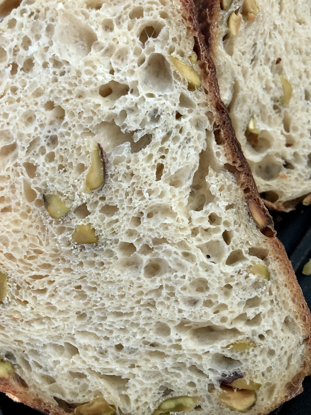 Crumb shots of a white sourdough with pistachios Dining and Cooking