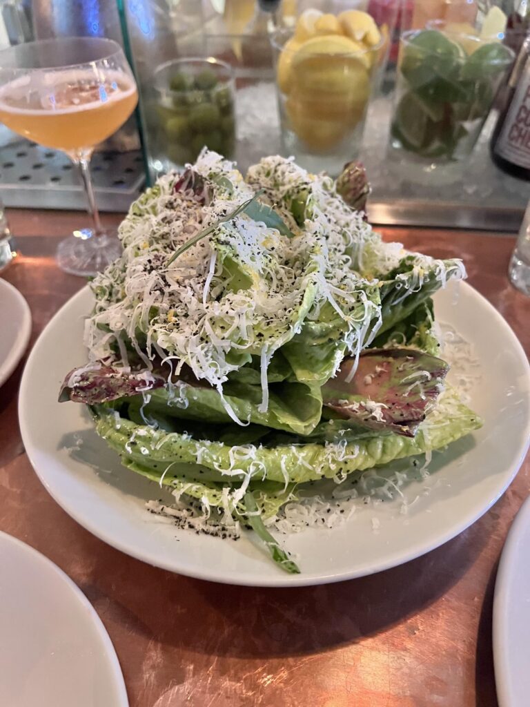 Herb Caesar Salad and Saffron Gnocchi at Bestia