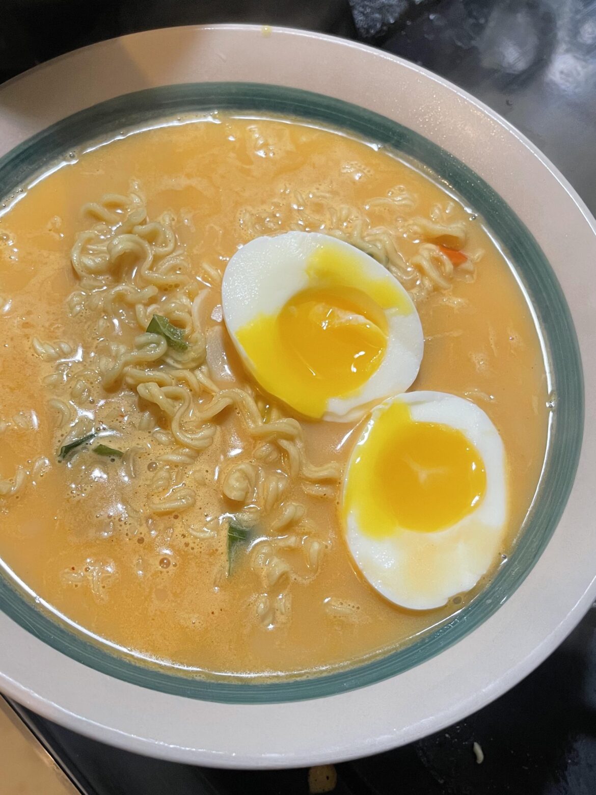 Soft boiled egg on Shin Ramyun Black Chef Joy Roy style!