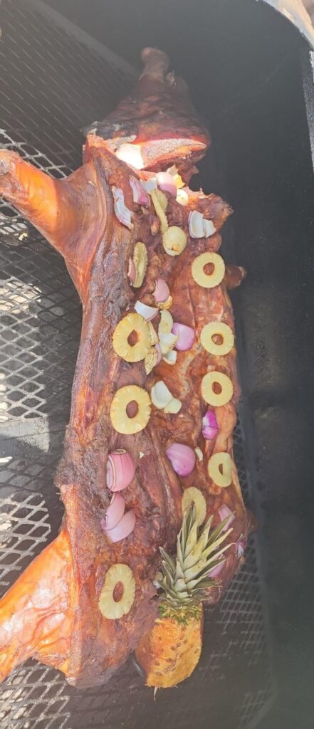 First cook on a new (to me) smoker was my home raised whole hog, 10/10 would recommend.