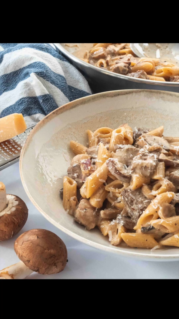 Steak and Penne Cream Pasta