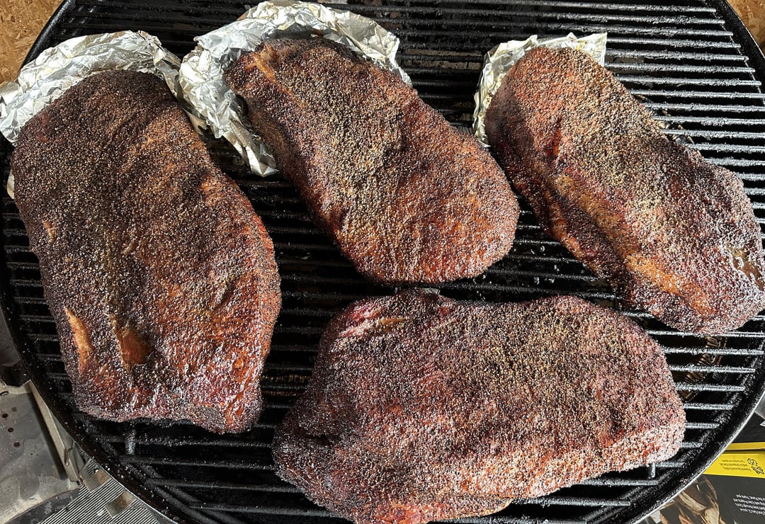 Smoking some briskets on the er Ranch Kettle. Dining and Cooking