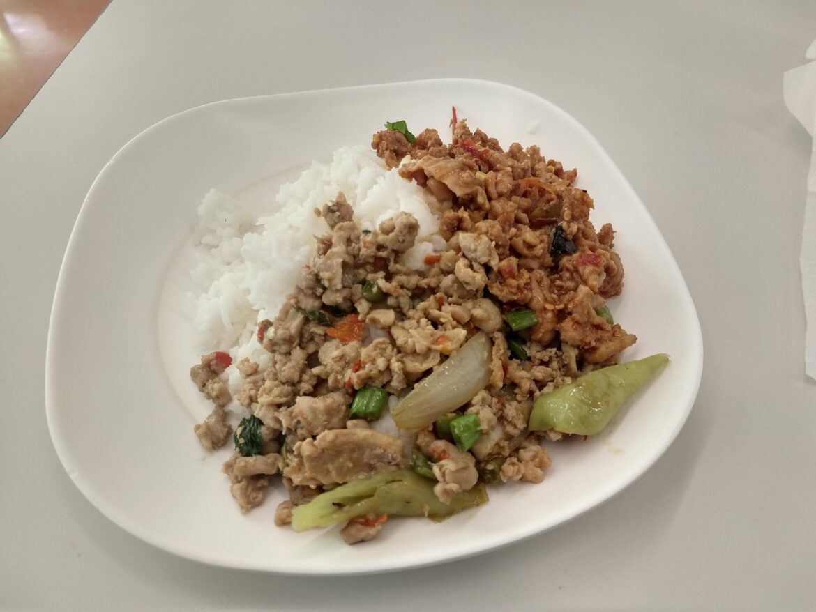 Lunch Big C market food court 45 THB with water Or $1.44 us