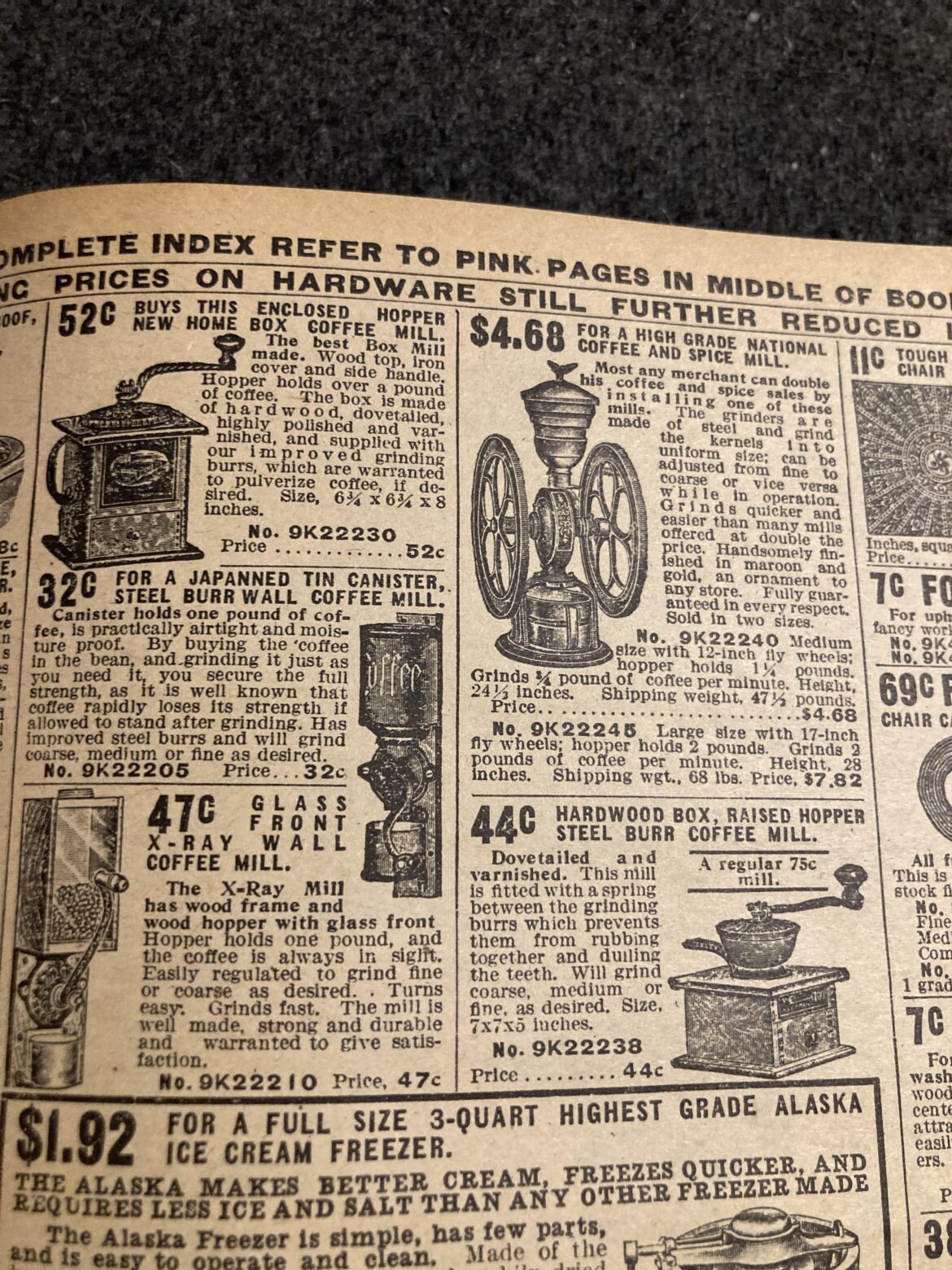 Coffee mills from a 1908 sears magazine