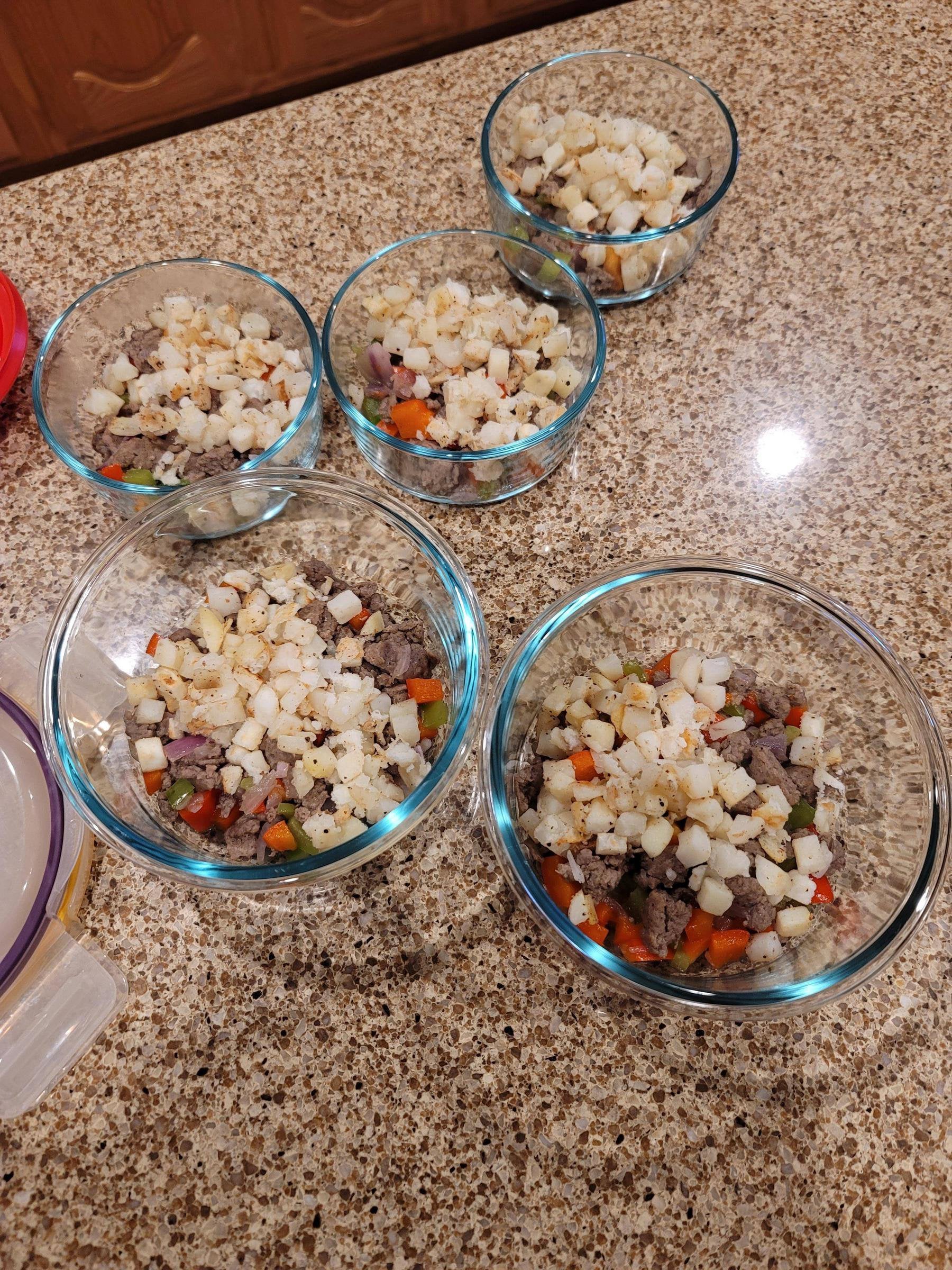 "just break an egg" meal prep. Turkey sausage, bell pepper, onion