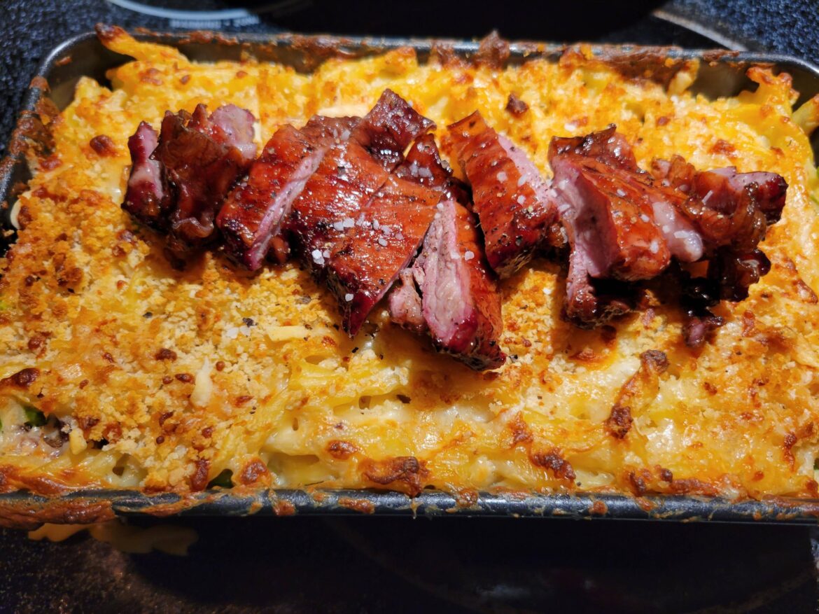 Glazed Pork Mac' n cheese
