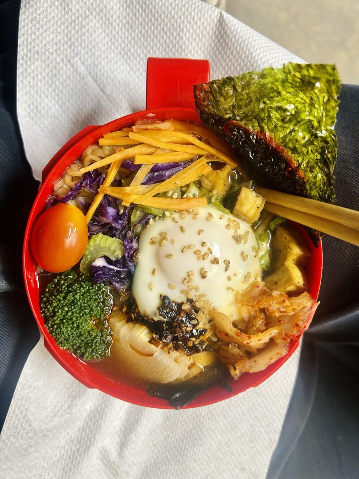 Good morning. Happy Sink De Mayo! Shin with steamed egg, tofu and veggies. Have a great day and awesome weekend.