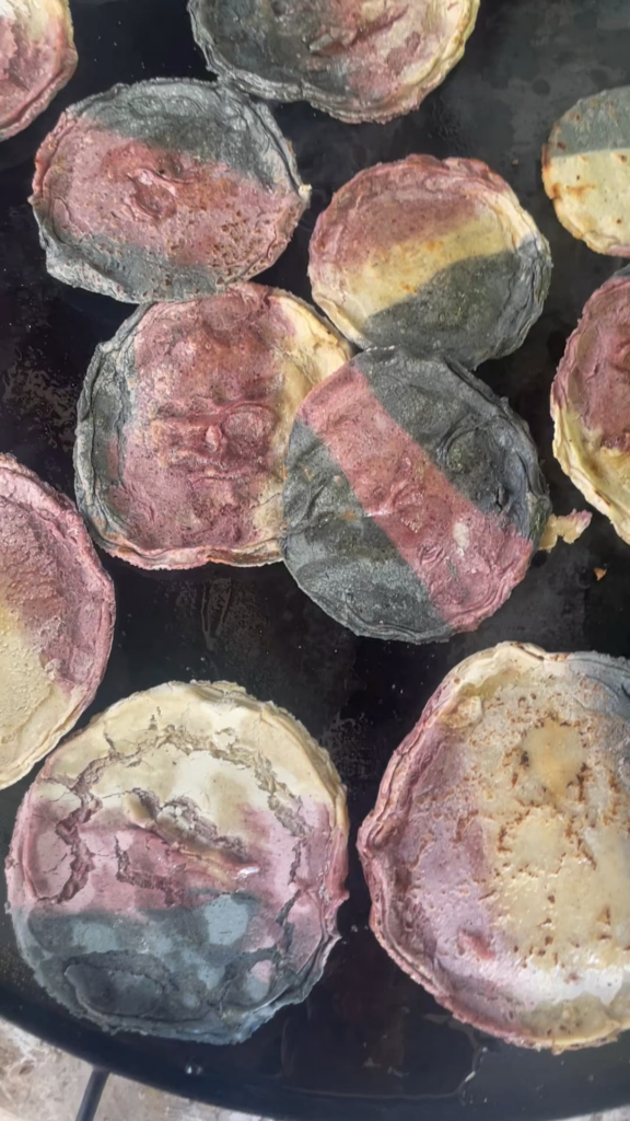 Freshly ground masa sopes fried with lard, and fresh ground mole