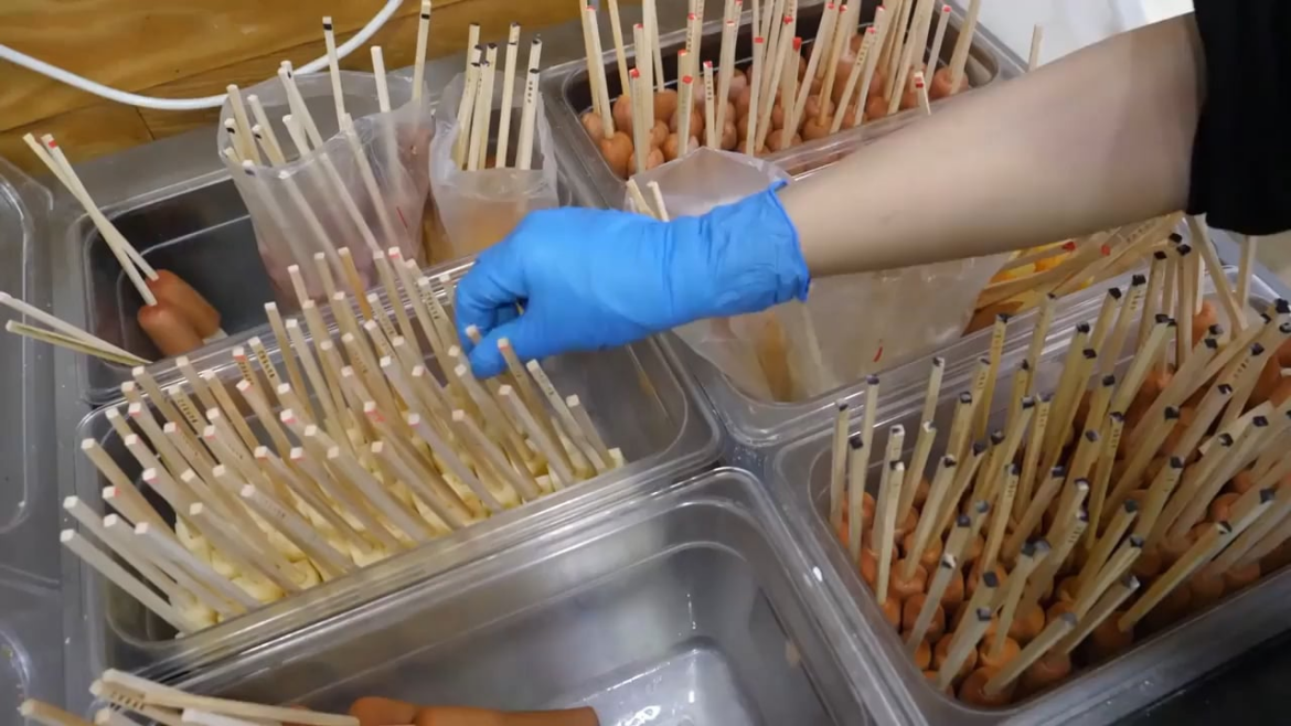 Korean hot dogs with different flavors