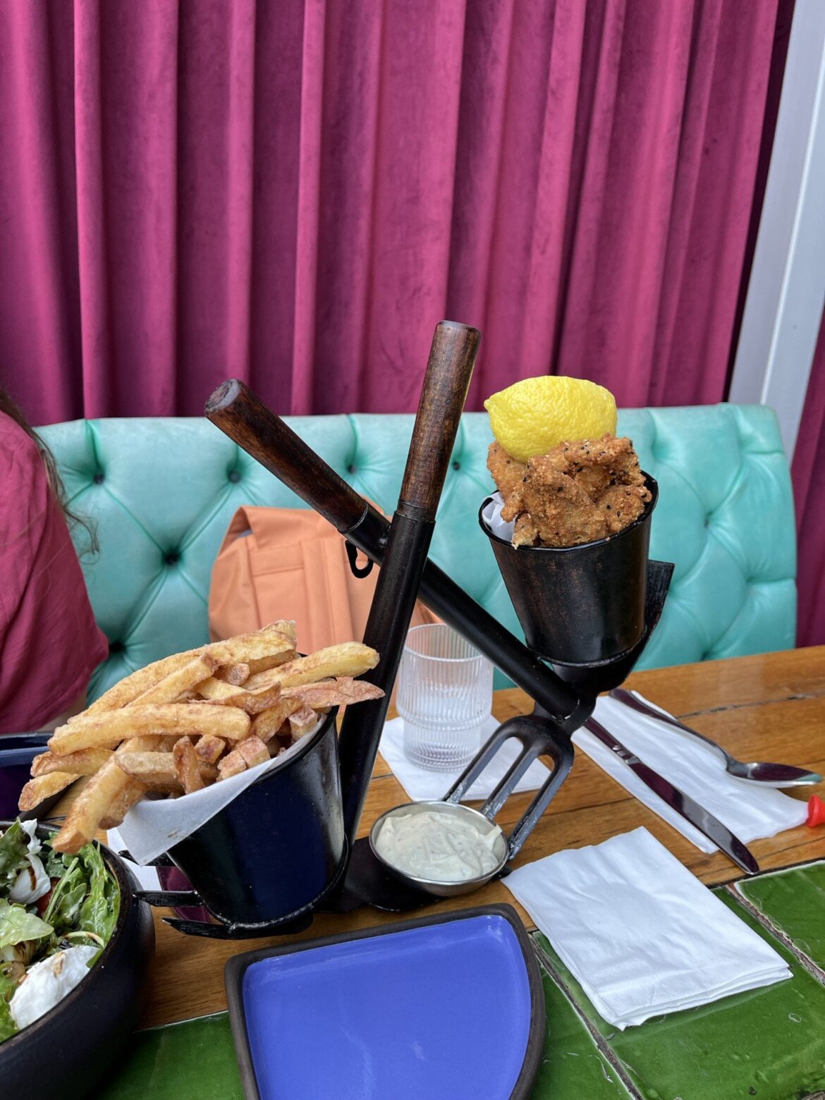 Fish and chips in garden tools