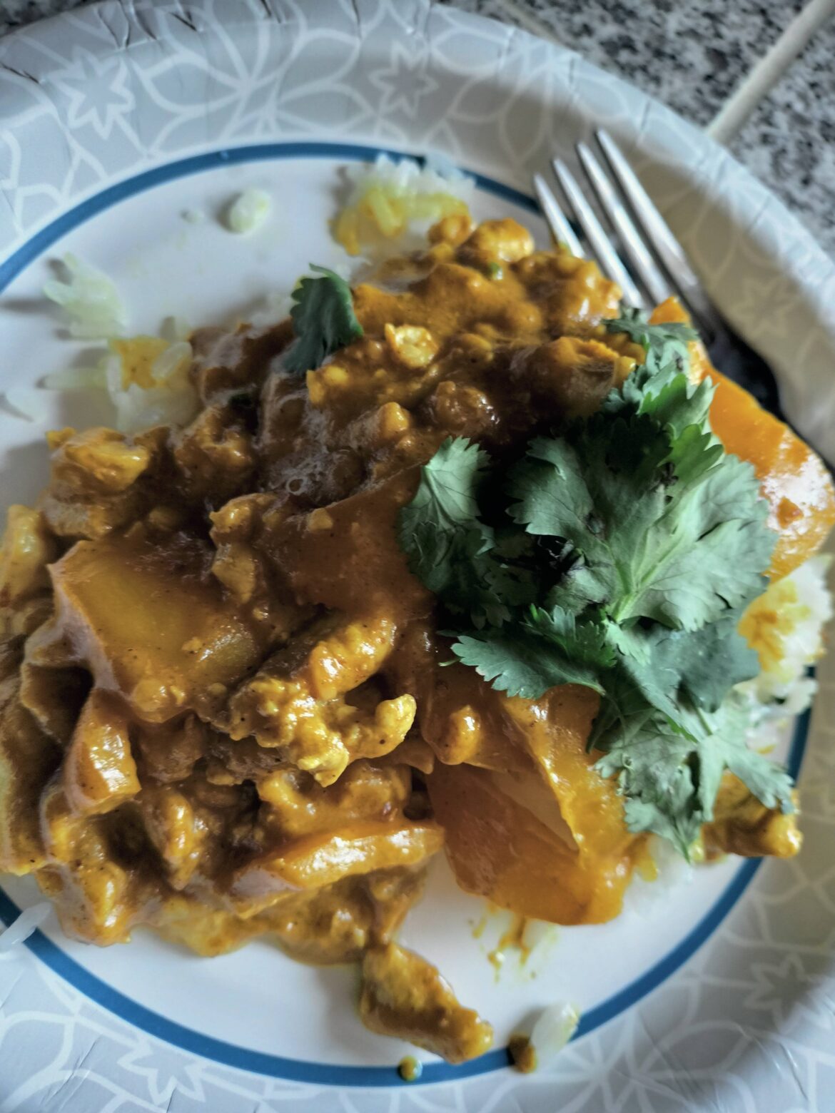 Thai coconut curry made for a delicious lunch