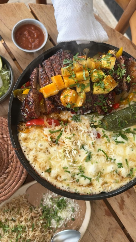 Ribeye pineapple fajitas at la piscina