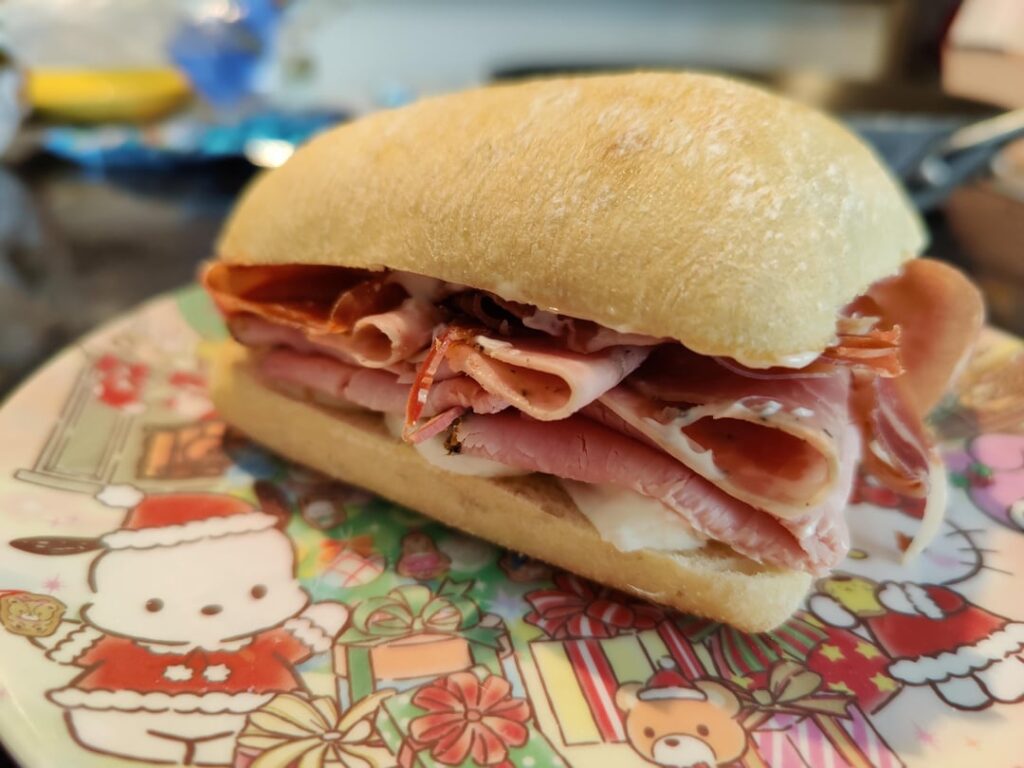 Triple Ham Sandwich on ciabatta