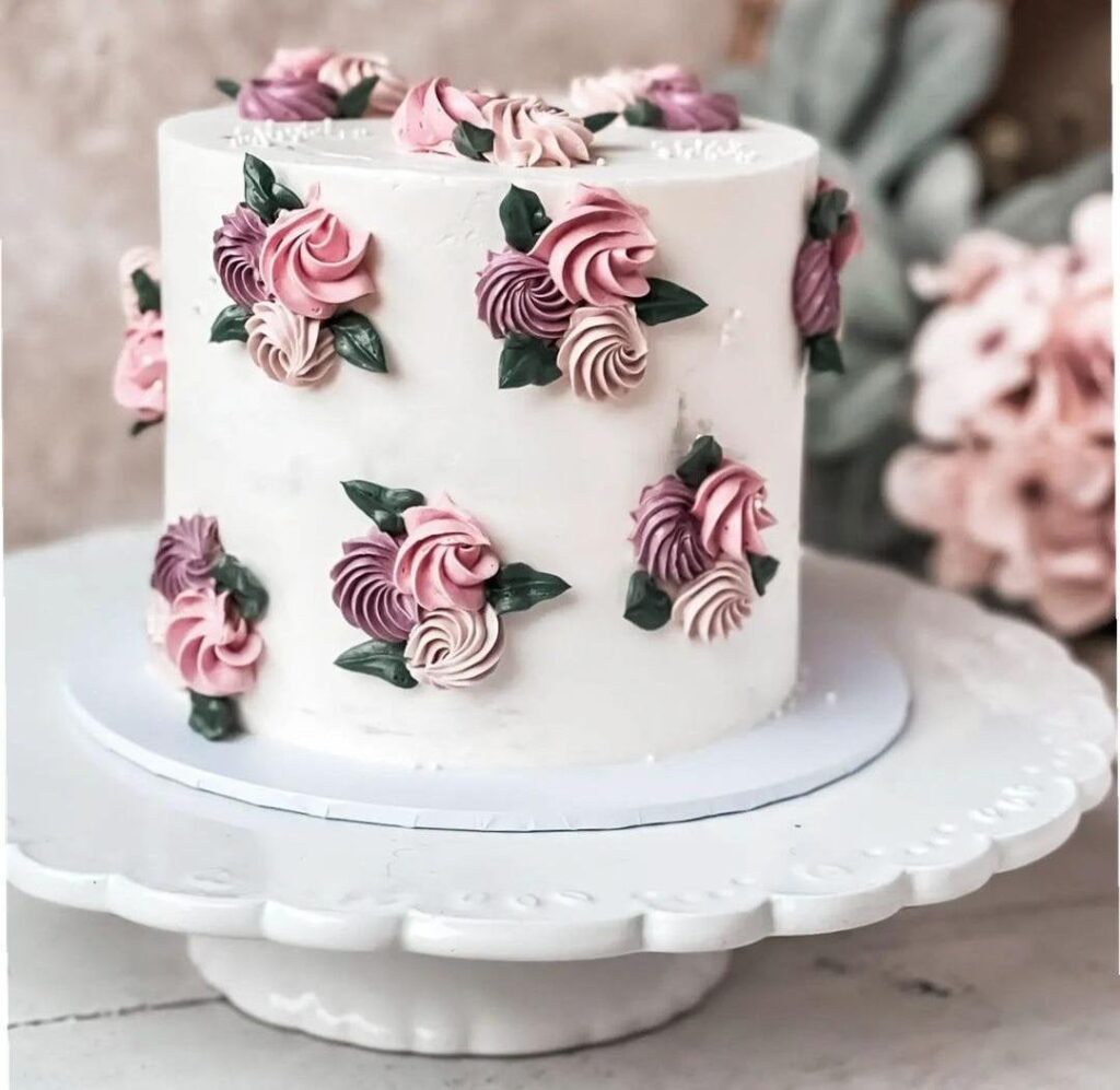 beautiful decoration of a birthday cake for my mom ..