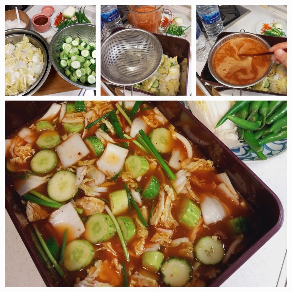 Oi mul kimchee and noodles