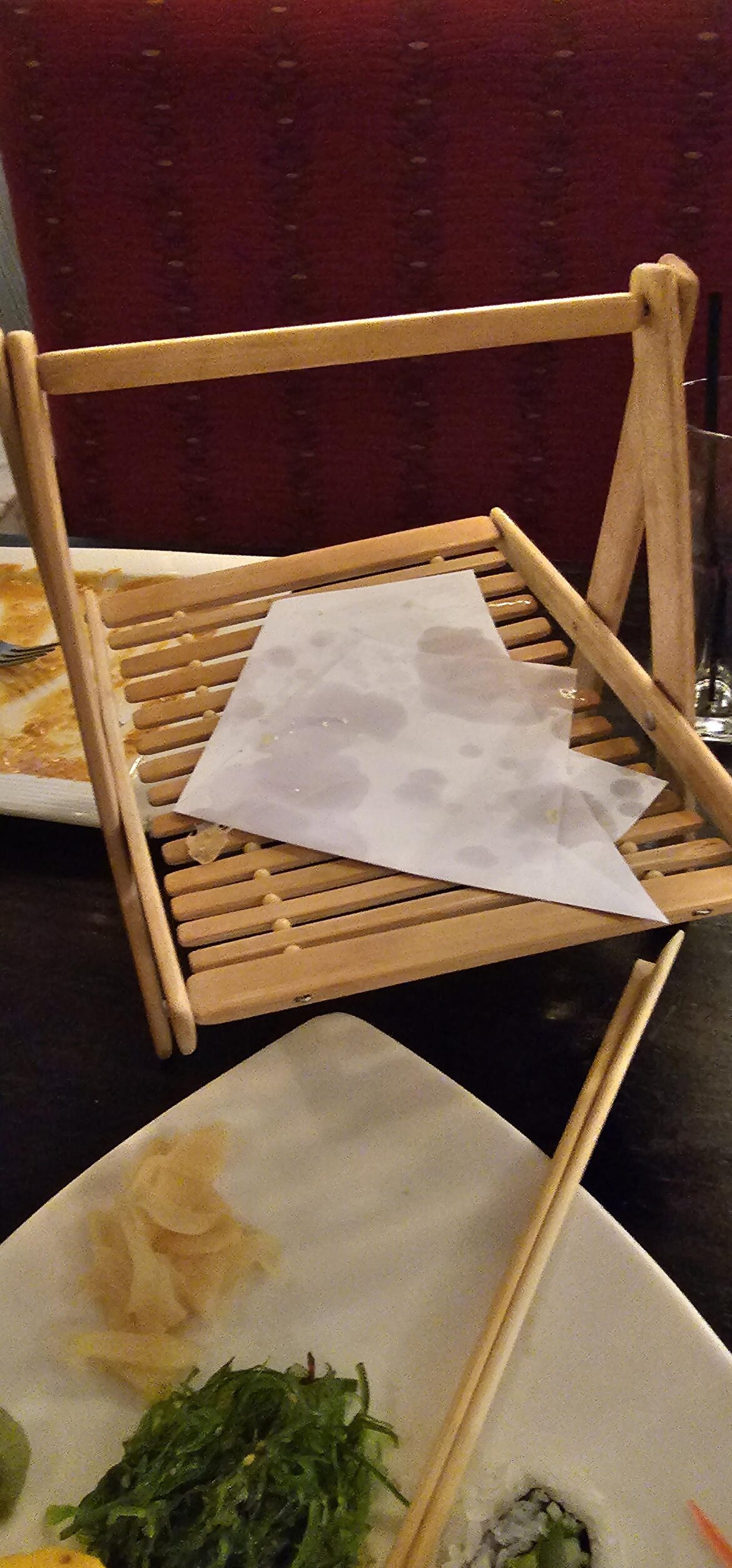 This is what our tempura veggies were served on while the rest of the food got plates