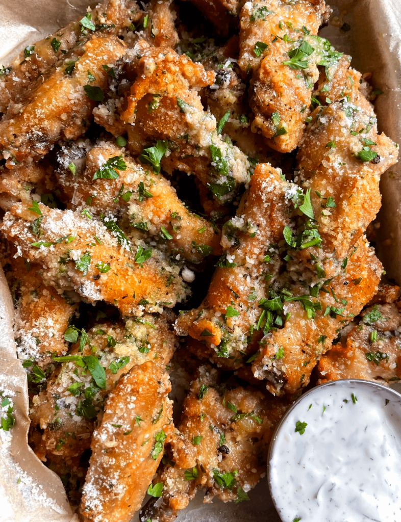 Kenji's oven fried chicken wings! They're garlic parmesan