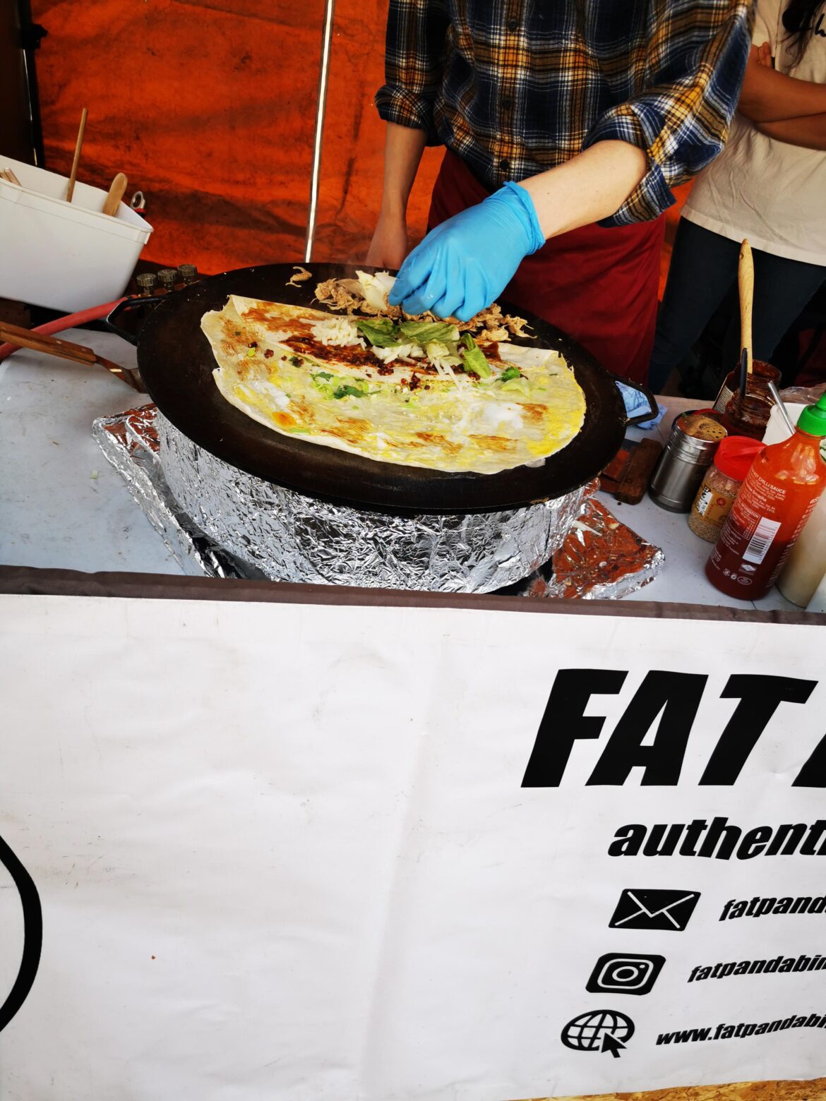 Shredded chicken bing in the making. Newcastle, UK