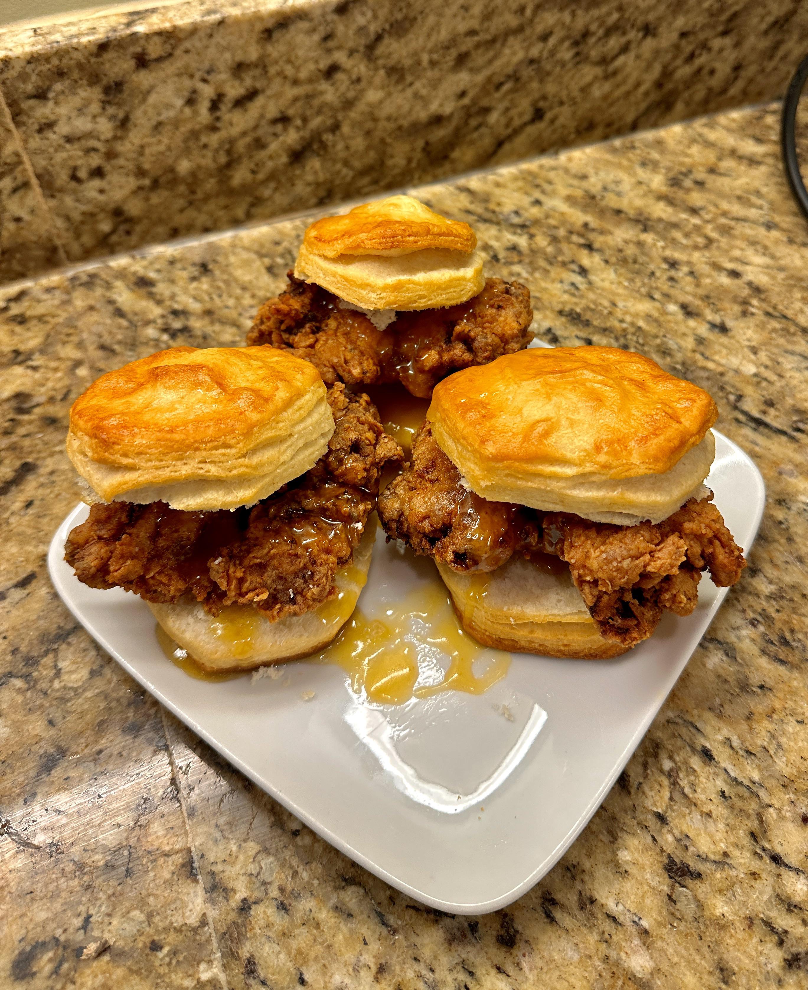 Some Honey Butter Chicken Biscuits I made for Brunch l Dining and Cooking