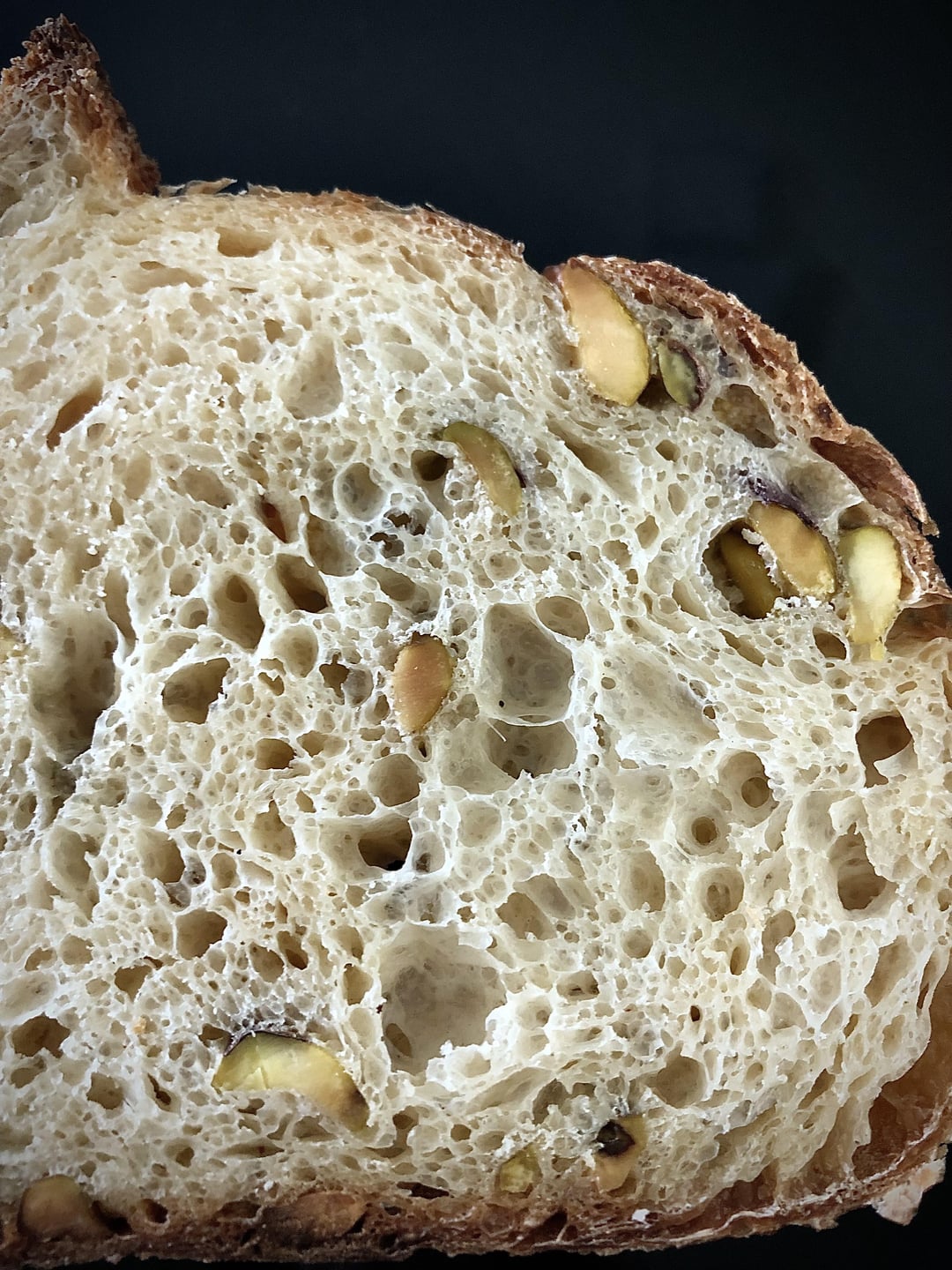 Crumb shots of a white sourdough with pistachios Dining and Cooking