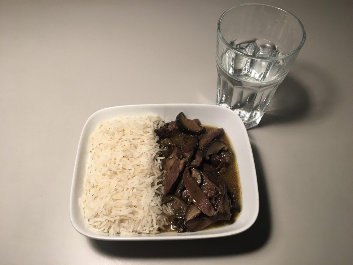 rice with cow heart sauce