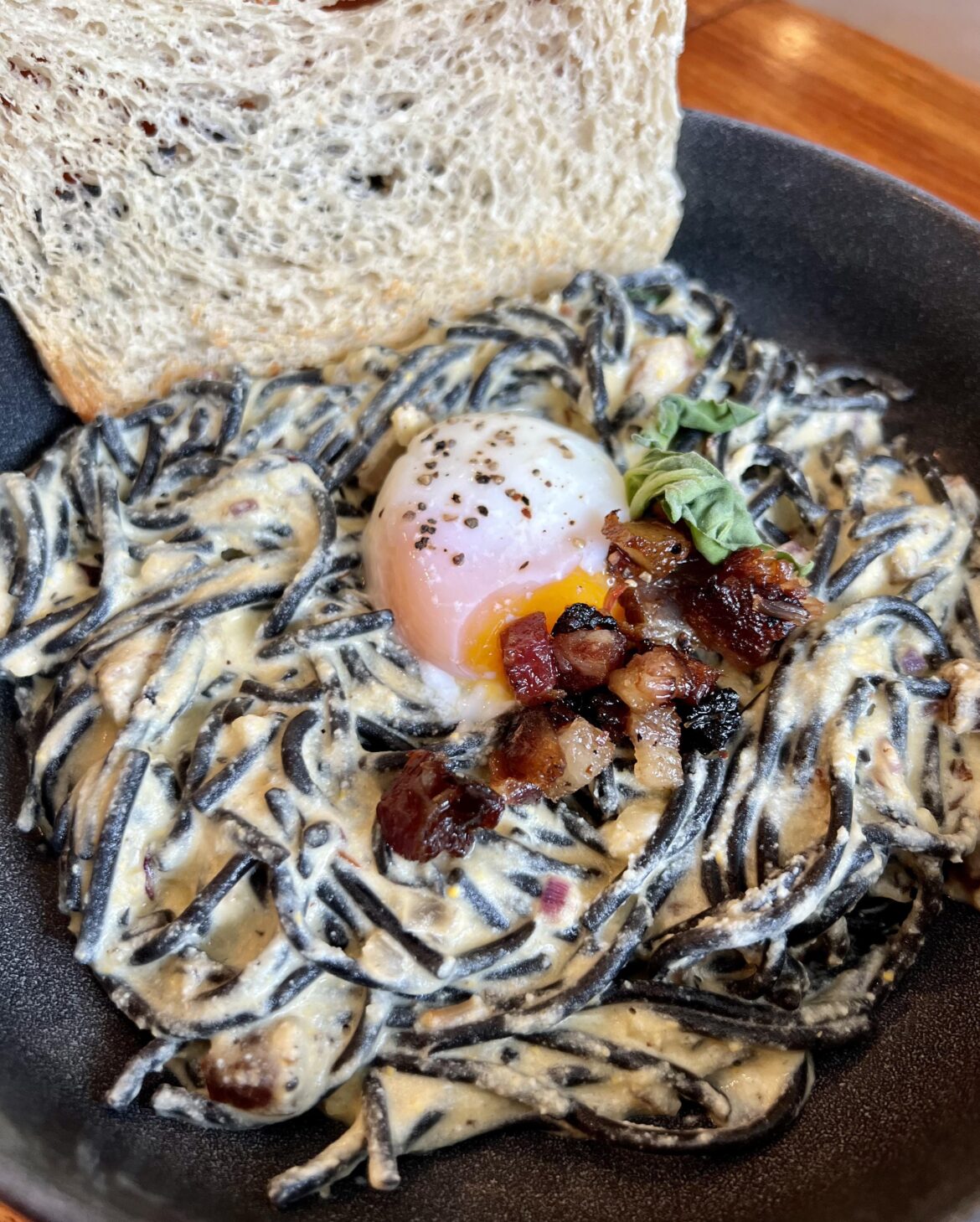 Just another squid ink pasta with Egg