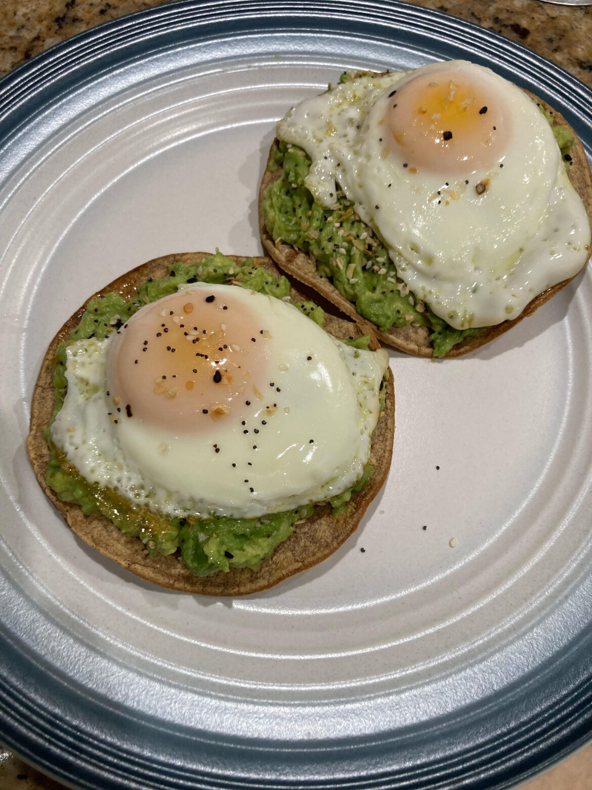Avotadas w/eggs + anything but the bagel seasoning!