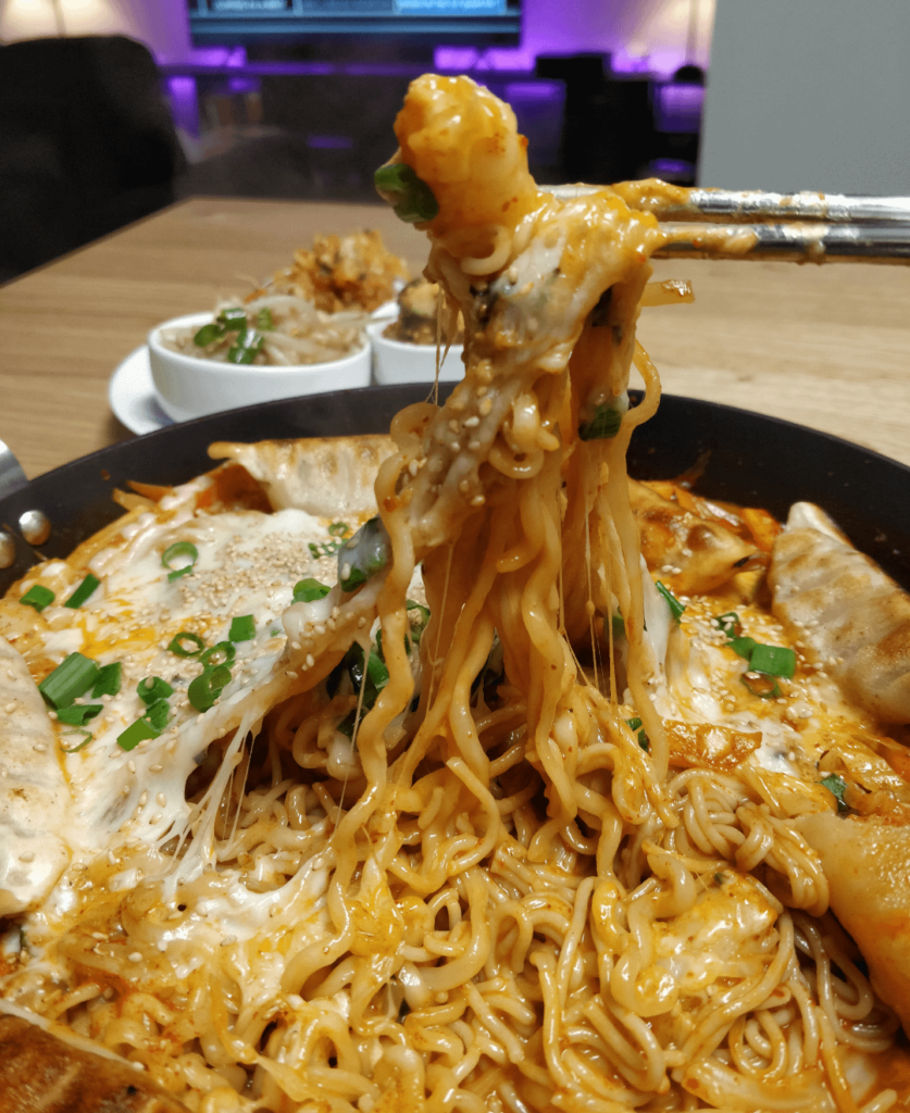 Cheesey Korean fire noodles