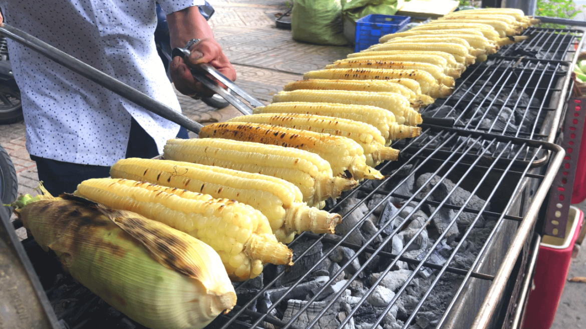 Amazing Grilled White Corn with Scallion Oil in Vietnam