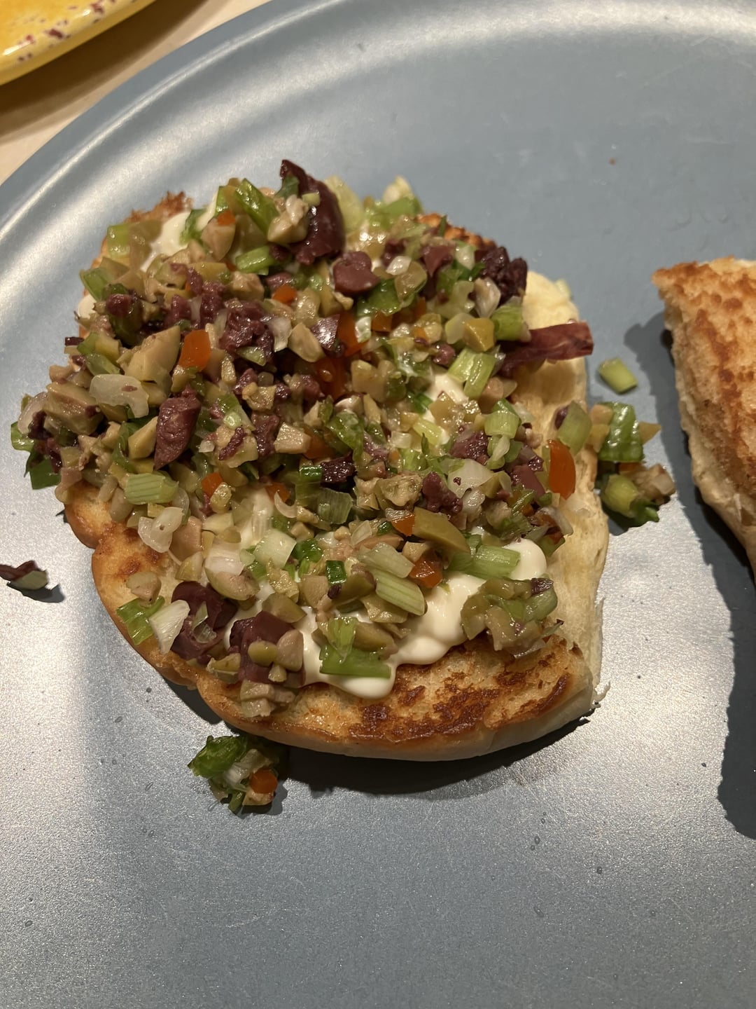 Griddled halloumi, Turkey burg, olive salad Dining and Cooking