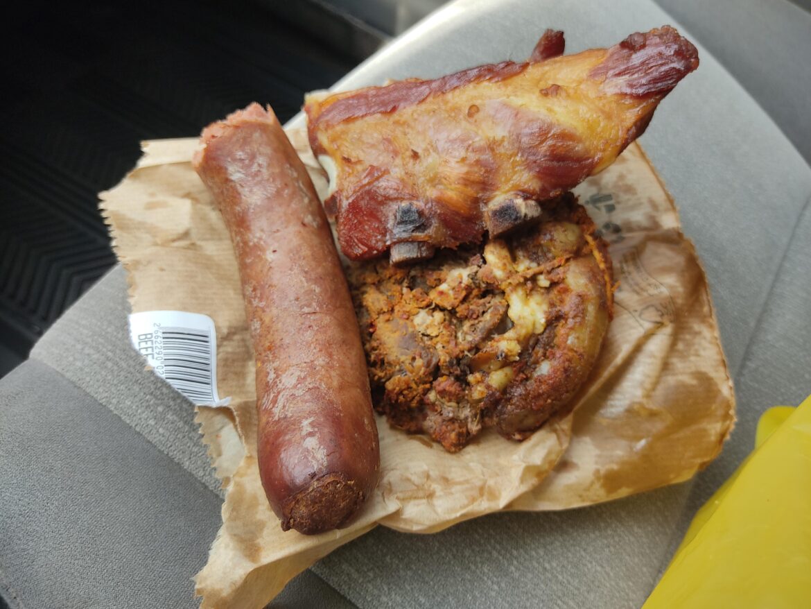 Pork rib, beef roast and a Hungarian sausage ~ Accra Mall, Ghana