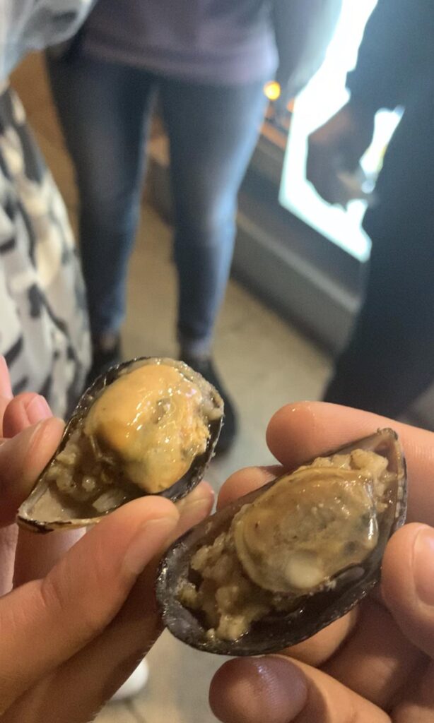 Stuffed mussels, Istanbul. Served fresh with lemon squeezed onto it.