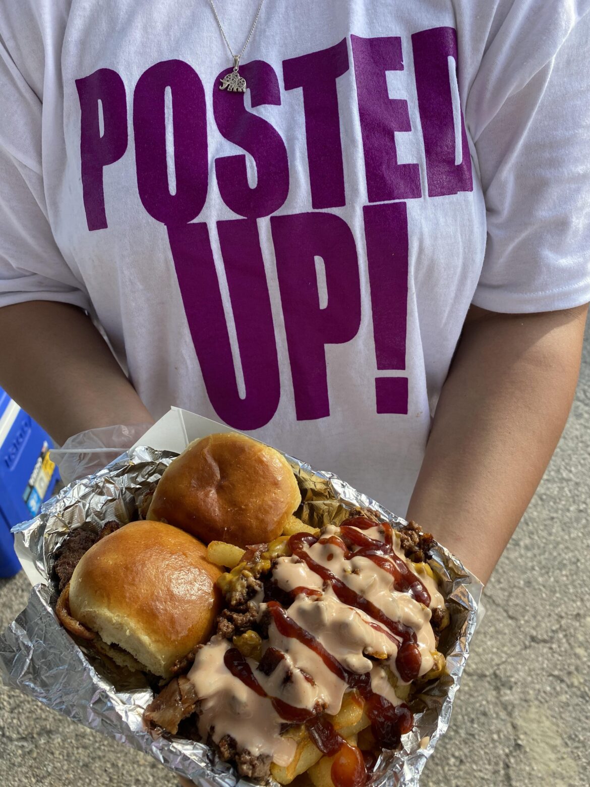 “Slab Sliders” with “Slopped Up Fries” HTX @kswishsicehouse