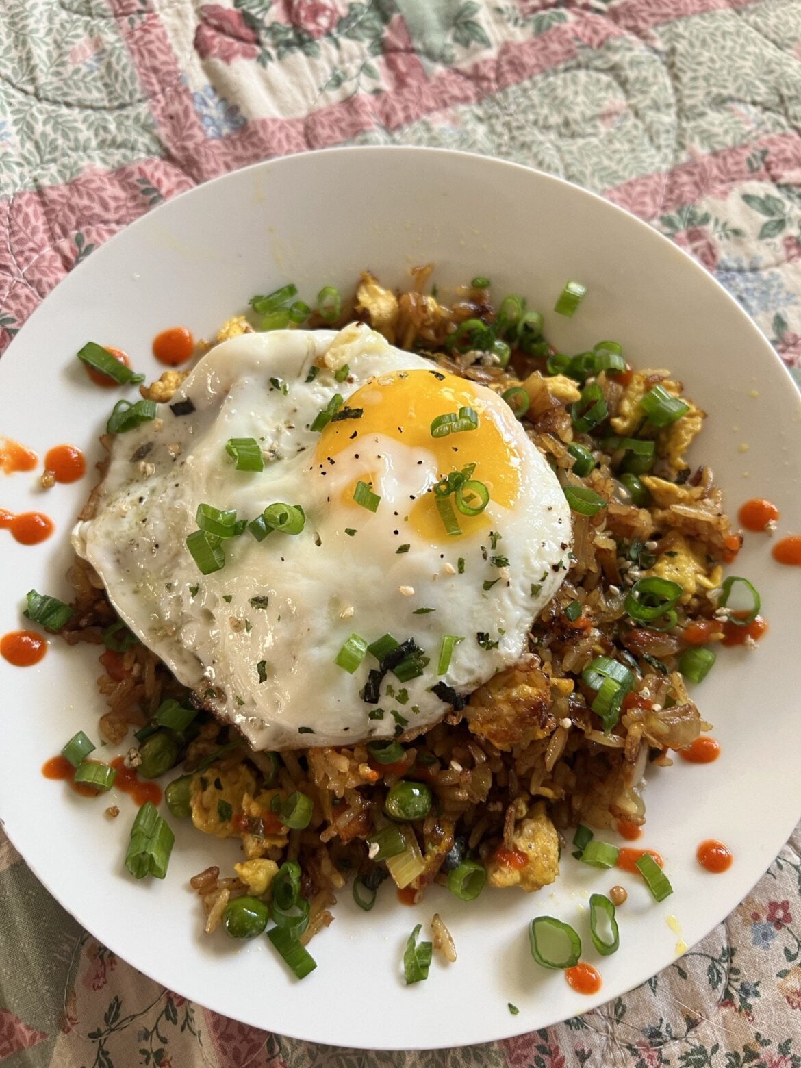 Egg fried rice with an additional egg