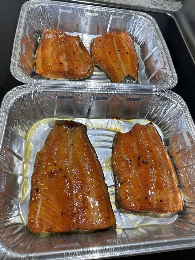 Fresh caught smoked rainbow trout.