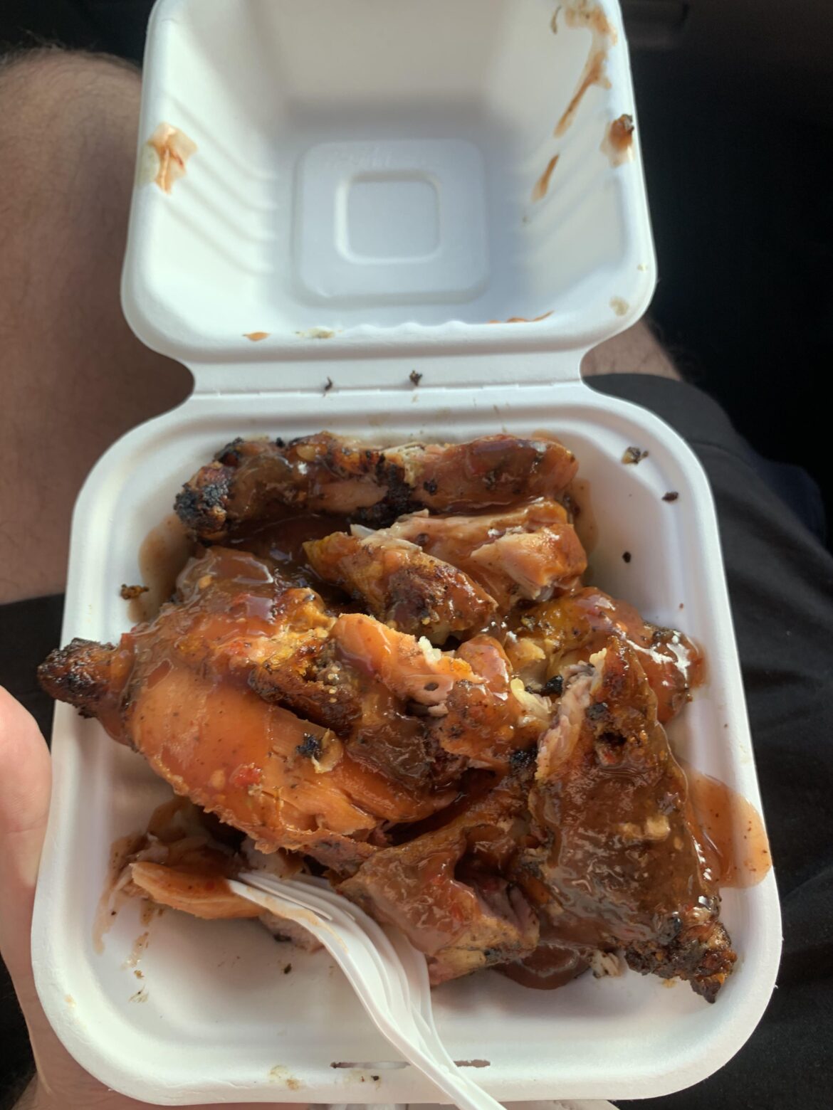 Mr. Juice took us to this roadside jerk chicken stand, Antigua